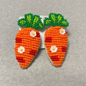 Handmade Boho-Chic Beaded Bright Orange Carrot Earrings